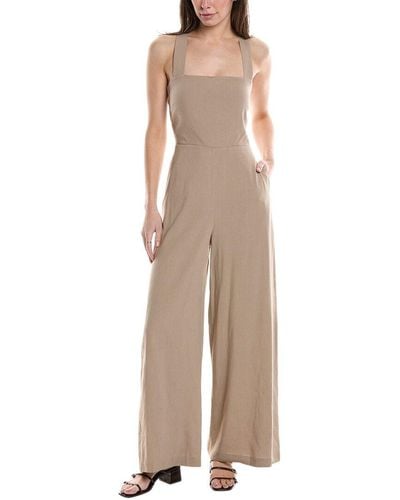 Theory Crossback Linen-blend Jumpsuit - Natural