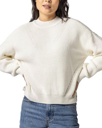 Lilla P Oversized Rib Pullover Sweater - White
