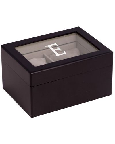 Bey-berk Monogrammed Matte Wood 2 Watch Box, (-Z) - Black