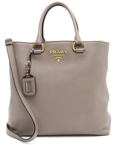 Prada Leather Phenix Convertible Tall Tote (Authentic Pre-Owned) - Brown