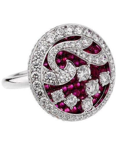 Graff 18K 4.67 Ct. Tw. Diamond & Ruby Cocktail Ring (Authentic Pre-Owned) - White