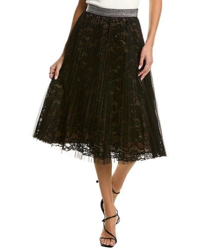 Gracia Pleated Lace Skirt - Black