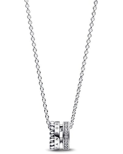 PANDORA Silver Cz Sparkling Arrow Necklace in Metallic Lyst