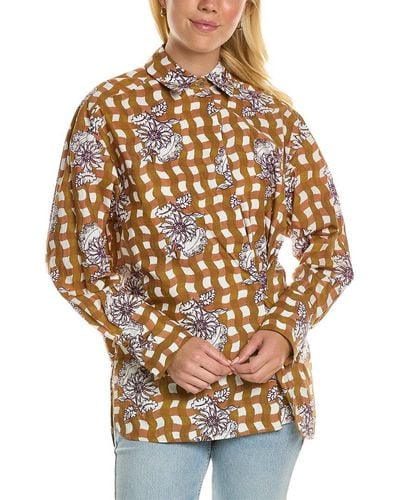 Rebecca Taylor Gingham Daisy Shirt - Metallic