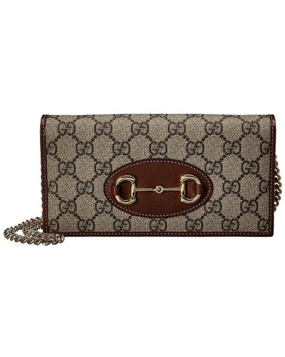Gucci Horsebit 1955 GG Supreme Canvas & Leather Wallet On Chain - Gray