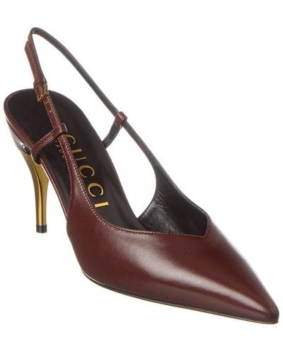 Gucci Leather Slingback Pump - Brown