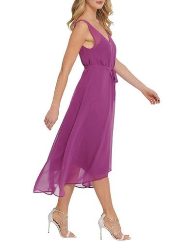 DKNY V-Neck Hi-Low Dress - Purple