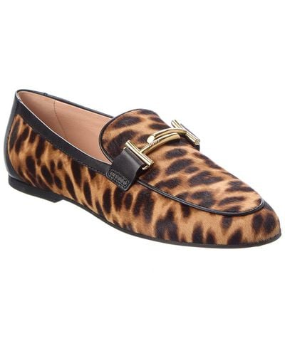 Tod's Double T Haircalf Loafer - Brown