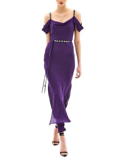 BGL Silk-Blend Midi Dress - Purple