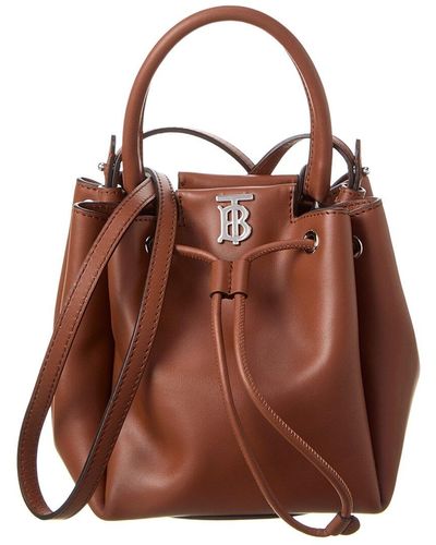 Burberry Monogram Motif Leather Bucket Bag - Brown