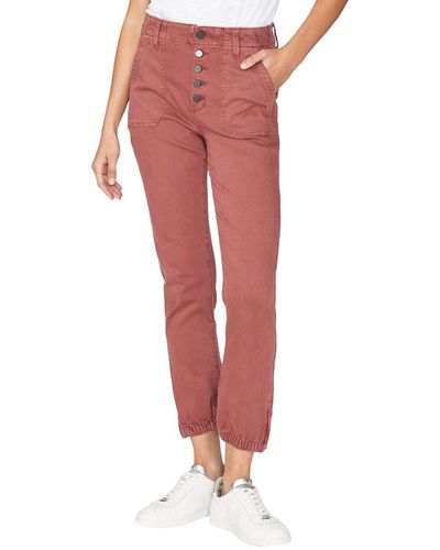 PAIGE Mayslie Vintage Burgundy Dust High-rise Straight Ankle Jean - Red