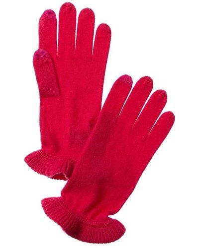Forte Ruffle Cashmere Gloves - Red