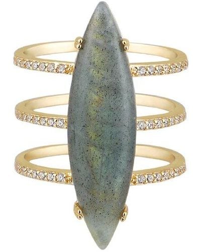 Adornia Fine Jewellery 14k Over Silver 9.00 Ct. Tw. Labradorite Cz Ring - Multicolour