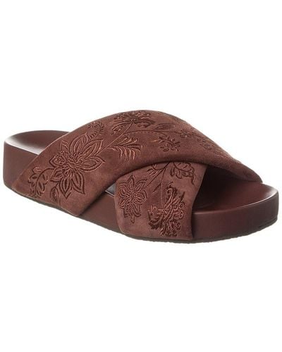 Johnny Was Cath X Band Suede Sandal - Brown