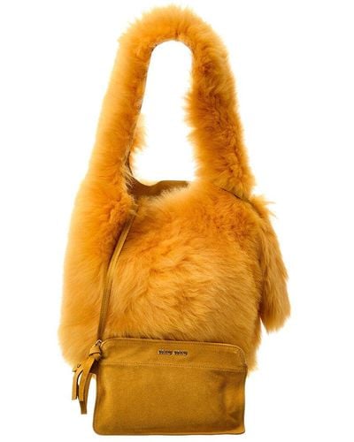 Miu Miu Shearling Shoulder Bag - Orange