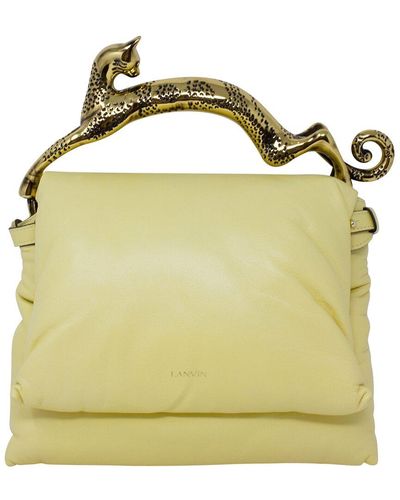 Lanvin Limited Edition Lambskin Leather Runway Sugar Soft Cat Top Handle Bag, Never Carried (Authentic Pre-Owned) - Yellow