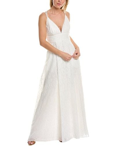 Aidan By Aidan Mattox Embroidered Ball Gown - White