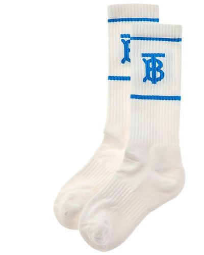 Burberry Monogram Motif Intarsia Socks - Blue