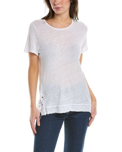 XCVI Valkie Lace-up Linen T-shirt - White