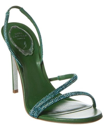 Rene Caovilla Irina Crystal Leather Slingback Sandal - Green