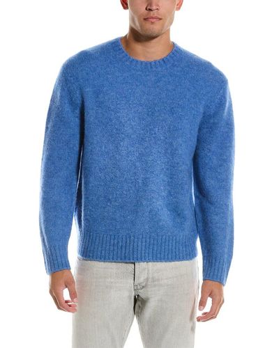 Vince Brushed Alpaca & Wool-blend Crewneck Sweater - Blue