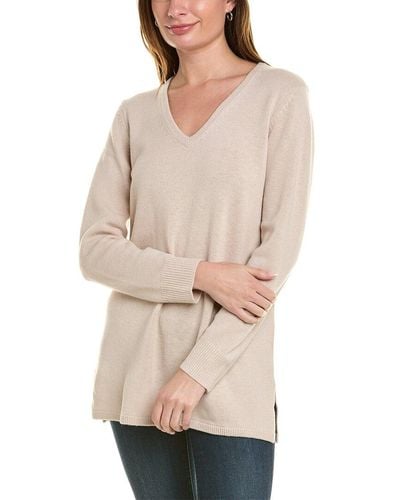 Sail To Sable V-neck Wool Tunic Sweater - Natural