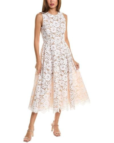 Michael Kors Floral Lace Dance Silk-Lined A-Line Dress - White