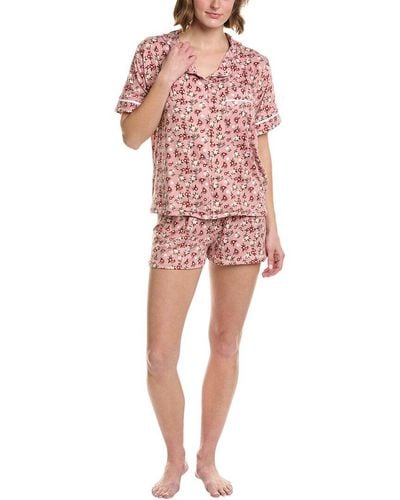 ANNA KAY 2pc Roxas Silk-blend Pajama Set - Red