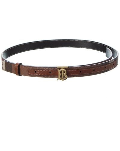 Burberry Reversible Exaggerated Check E-canvas & Leather Belt - Brown