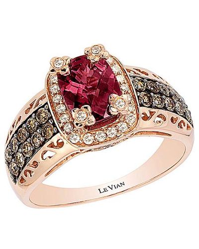 Le Vian Le Vian Chocolatier 14k Rose Gold 2.11 Ct. Tw. Diamond & Rhodolite Ring - Pink
