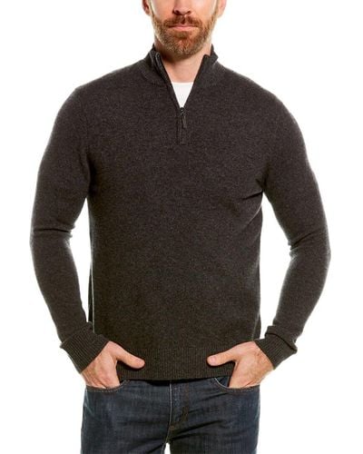 Qi Cashmere 1/4-zip Mock Sweater - Gray