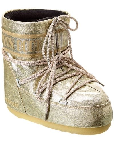 Moon Boot Icon Glitter Fabric Boot - Natural