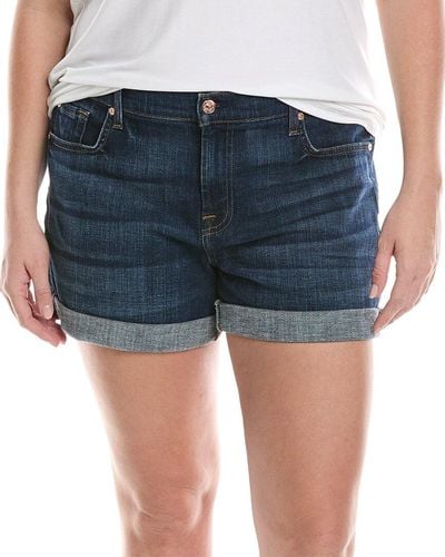 7 For All Mankind Relaxed Short Broken Twill Plaza Jean - Blue
