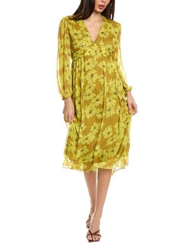 Joie Kaz Silk Midi Dress - Yellow