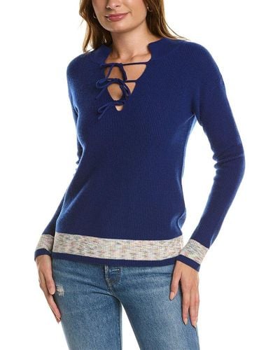 Kier + J Kier+j Tie Neck Wool & Cashmere-blend Sweater - Blue