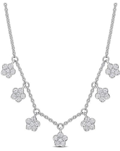 Rina Limor 14k 0.28 Ct. Tw. Diamond Floral Station Necklace - Metallic