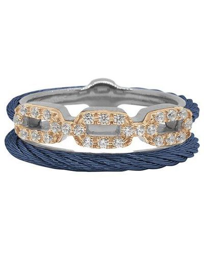 Alor Classique 18k Rose Gold 0.22 Ct. Tw. Diamond Cable Ring - Blue