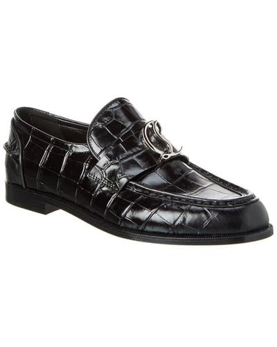Christian Louboutin Cl Moc Croc-embossed Leather Loafer - Black