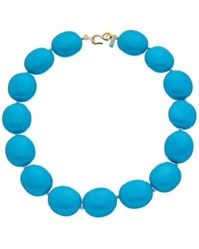 Kenneth Jay Lane 22k Plated Beaded Necklace - Blue