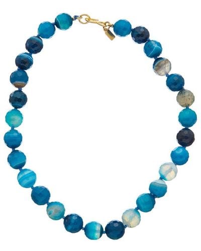 Kenneth Jay Lane Plated Agate Beaded Necklace - Blue