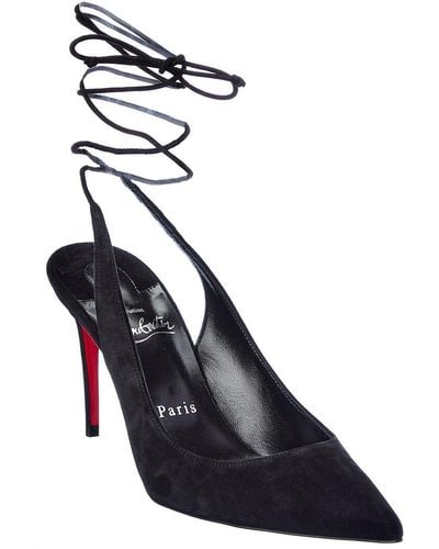 Christian Louboutin Lace-Up Kate 85 Suede Pump - Blue