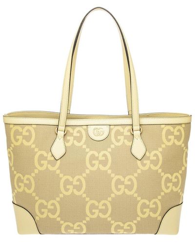 Gucci Ophidia Medium Jumbo GG Canvas & Leather Tote - Yellow