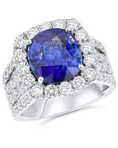 Diana M. Jewels Fine Jewelry 18k 8.8 Ct. Tw. Diamond & Sapphire Half-set Ring - Blue