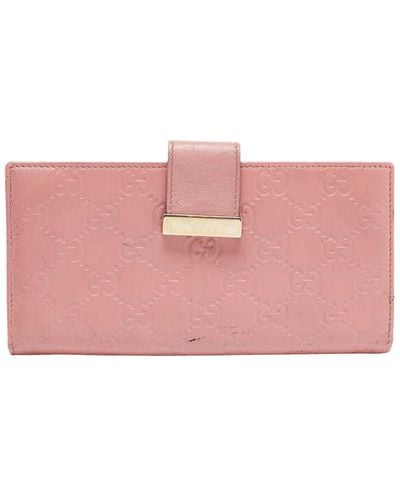 Gucci Ssima Leather Flap Continental Wallet (Authentic Pre-Owned) - Pink