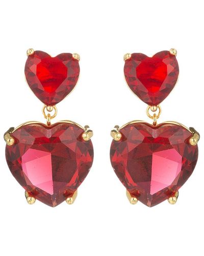 Eye Candy LA The Luxe Collection Cz Drop Earrings - Red