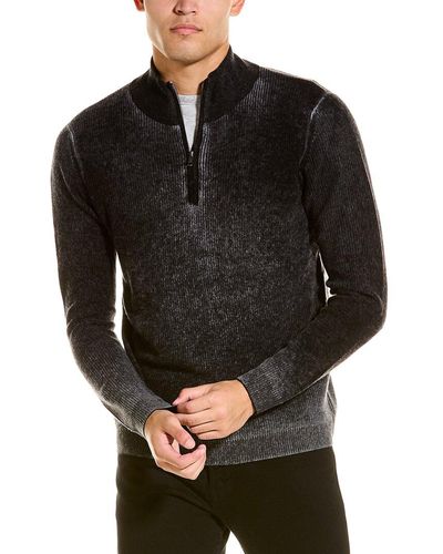 Autumn Cashmere Inked Shaker Wool & Cashmere-blend 1/4-zip - Black