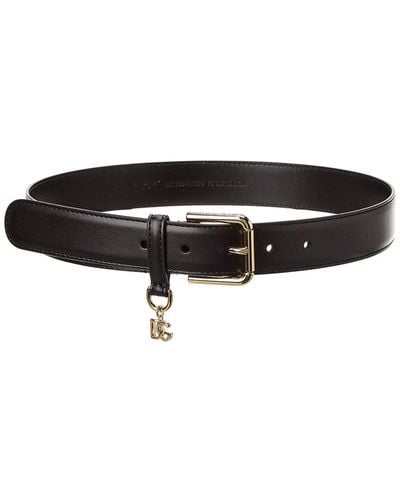 Dolce & Gabbana Dg Logo Charm Leather Belt - Black