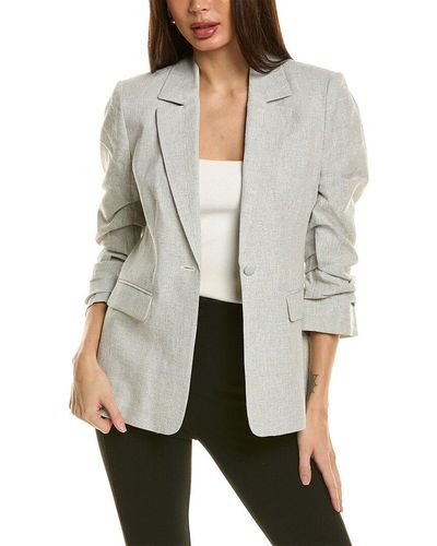 Tahari The Victoria Linen-blend Blazer - Gray