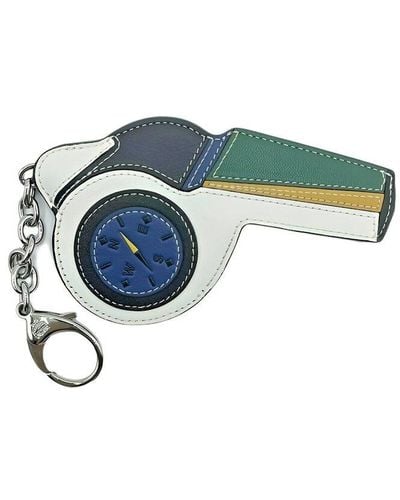 MCM Leather & Canvas Key Ring - Blue