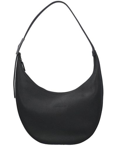 Longchamp Roseau Large Leather Shoulder Bag - Black
